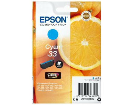 Wkłady Epson 33, C13T33424012 - oryginalny (Cyan)