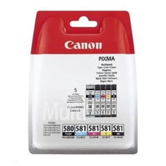 Cartridge Canon PGI-580 PGBk, CLI-581 C/M/Y/Bk, 2078C005 - oryginalny (2x Czarny + 3x Kolory)