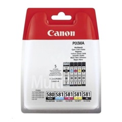 Cartridge Canon PGI-580 PGBk, CLI-581 C/M/Y/Bk, 2078C007- oryginalny (2x Czarny + 3x Kolory)