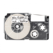 Kompatibilní páska s Casio XR-6X, 6mm x 8m (černý tisk / průhledný podklad)
