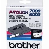 Taśma do drukarki etykiet firmy Brother TX-231, 12mm, czarny / biały