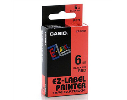 Taśma Casio XR-6RD1 (drukowanie czarno / czerwonym tle) (6mm)