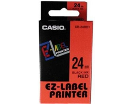 Taśma Casio XR-24RD1 (drukowanie czarno / czerwonym tle), (24 mm)