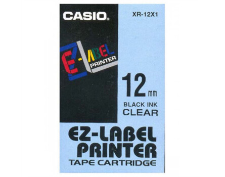 Taśma Casio XR-12x1 (drukowanie czarno / przezroczyste podłoże) (12mm)