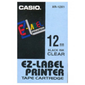 Taśma Casio XR-12x1 (drukowanie czarno / przezroczyste podłoże) (12mm)