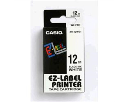 Taśma Casio XR-12WE1 (drukowanie czarno / białe tło) (12mm)