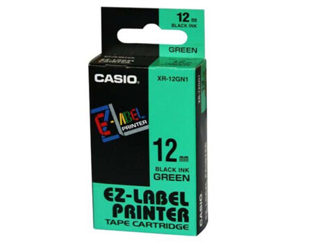 Taśma Casio XR-12GN1 (drukowanie czarno / zielone tło) (12mm)