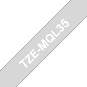 Taśma Brat TZE-MQL35 (biały Drukowanie / jasnoszare tło)
